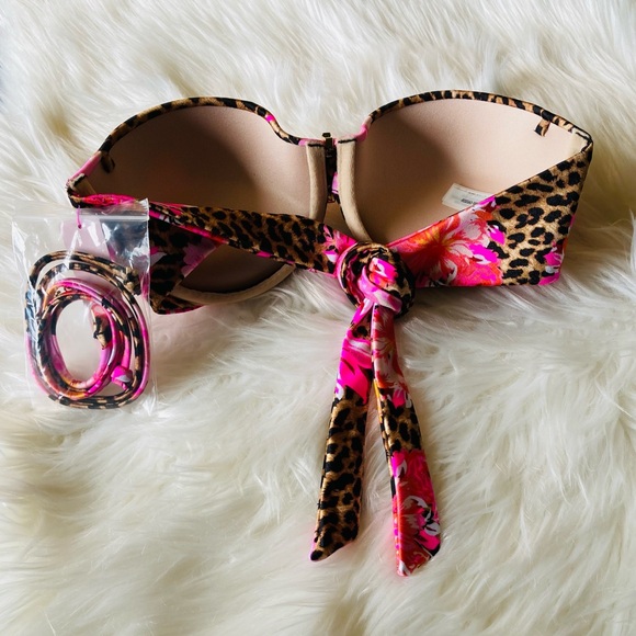 NWT Victoria’s Secret Venice Leopard and Floral Bandeau with High Rise Bottoms - Picture 3 of 7